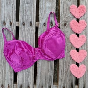 Frederick's Neon Pink Satin Pushup Bra 36DD